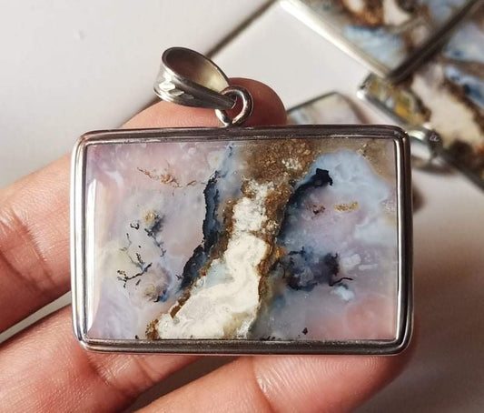 Natural Dendrite Chalcedony Agate pendant