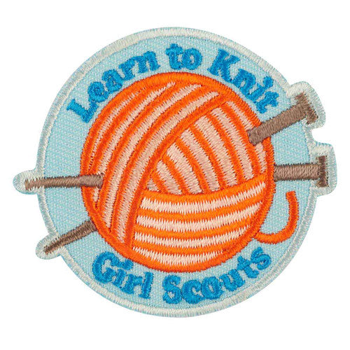 learn to knit iron on patch girl scout shop