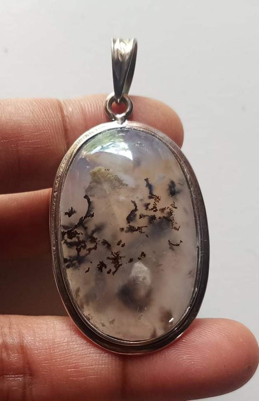 Natural Dendrite Chalcedony Agate pendant