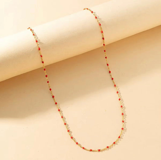 Stainless steel enamel gold plated necklace
