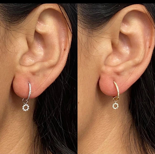 🔥14 k gold and diamond ☀️ hoop💎🔥