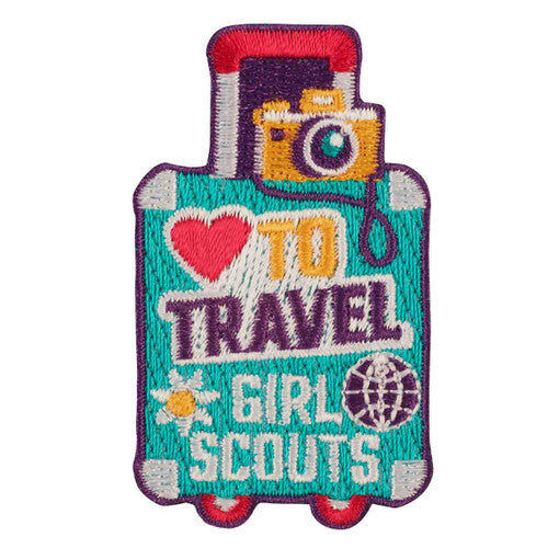girl scouts love to travel iron on patch