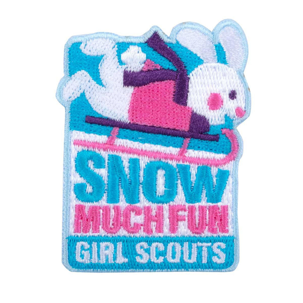 snow much fun bunny iron on patch